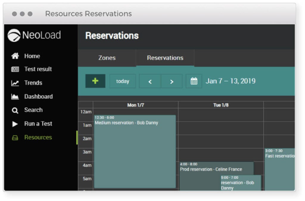 屏幕顯示新添加的日曆，例如預訂功能，用於擱置虛擬資源