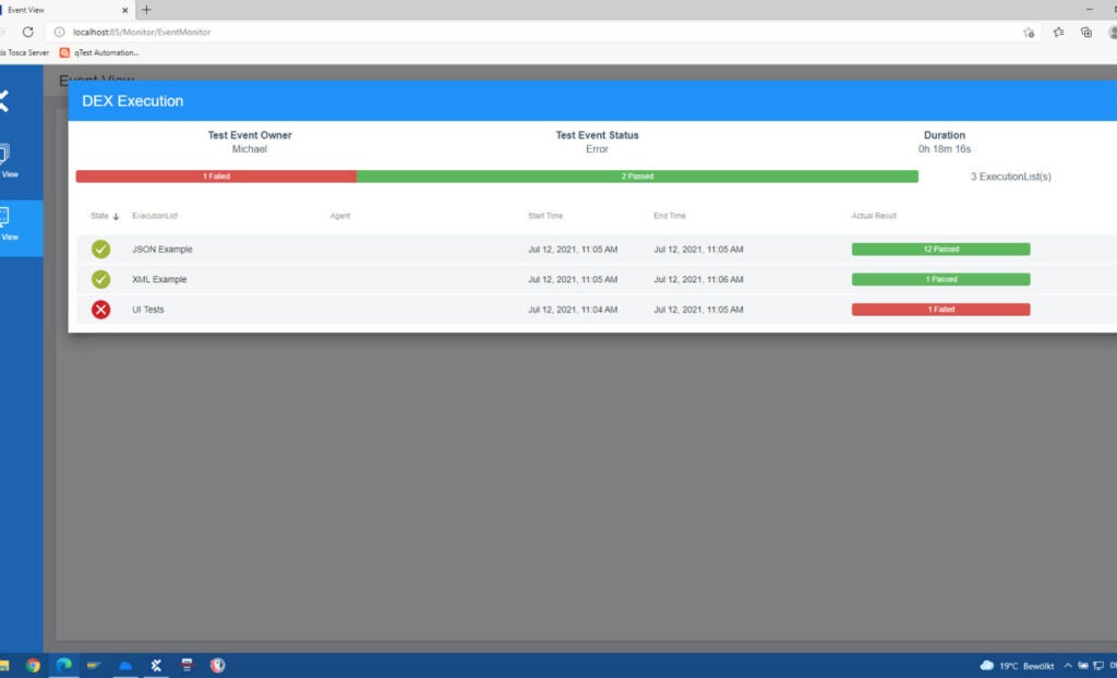 Screenshot of Tricentis Tosca distributed execution